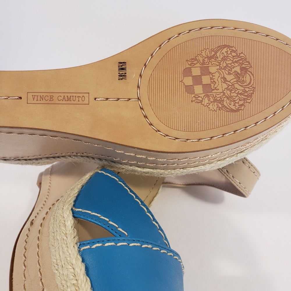 Vince Camuto NWOT Teal and Tan Espadrille Wedges - Picture 5 of 6